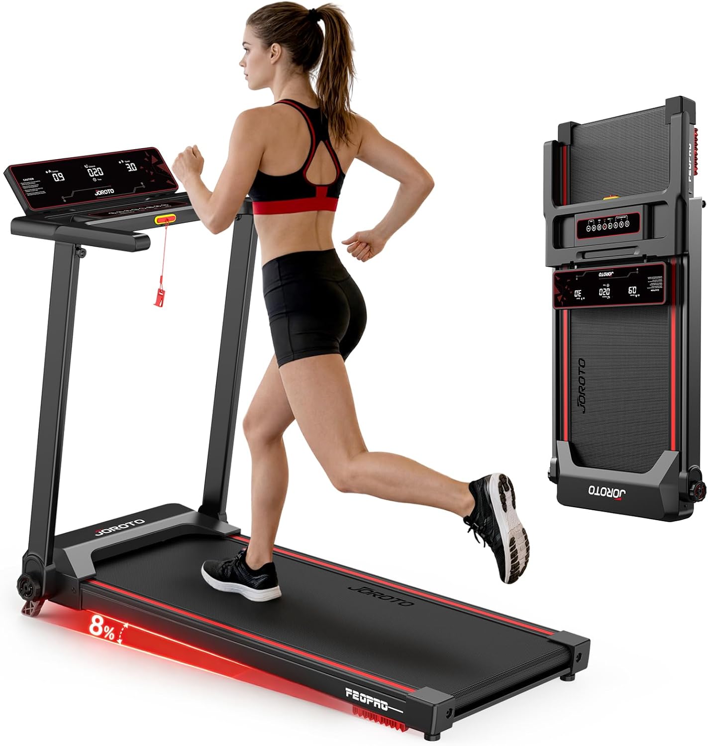 JOROTO F20PRO Tapis Roulant Pliable – 8% Incline