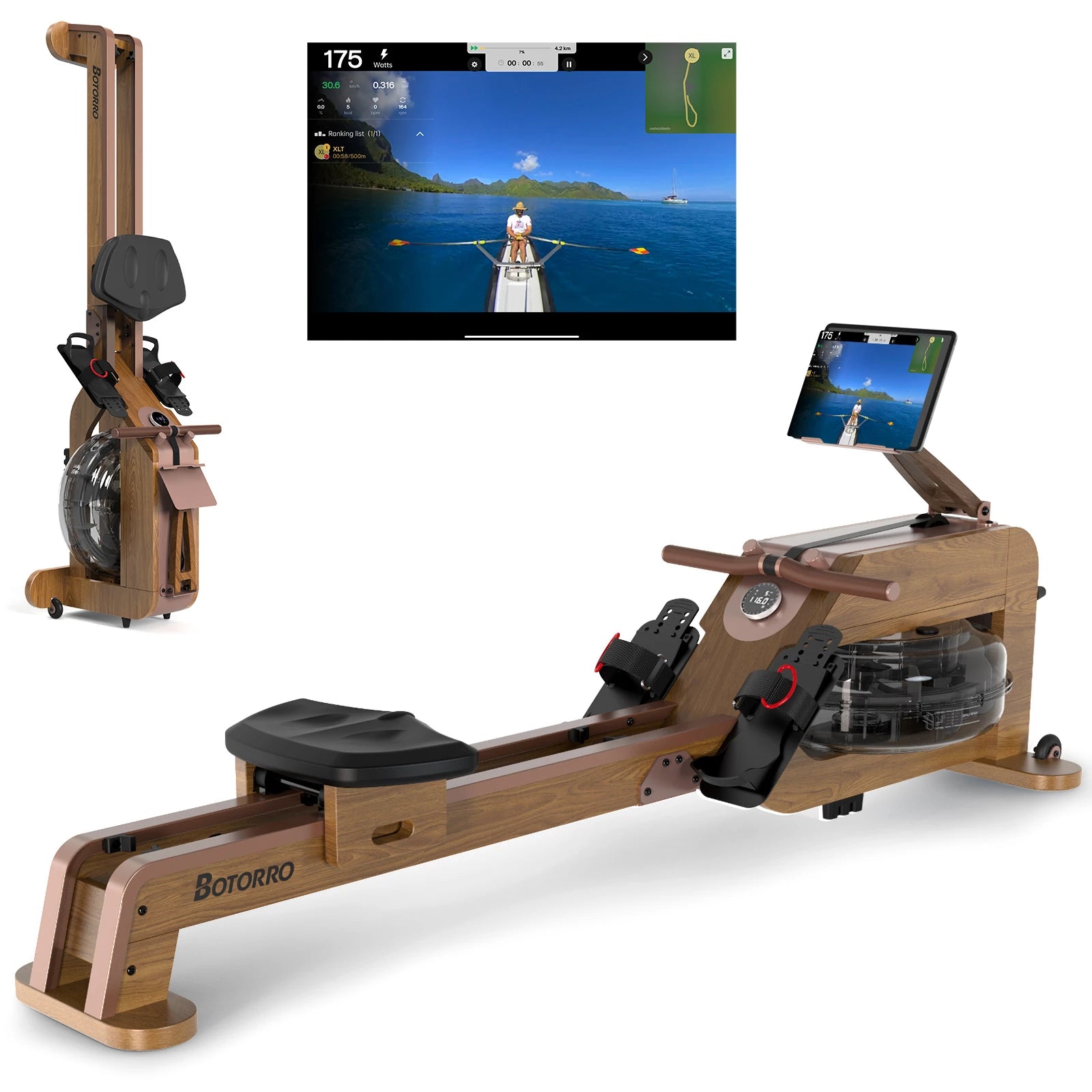 JOROTO BW7 Rameur à Eau – Bois Massif, 150 kg
