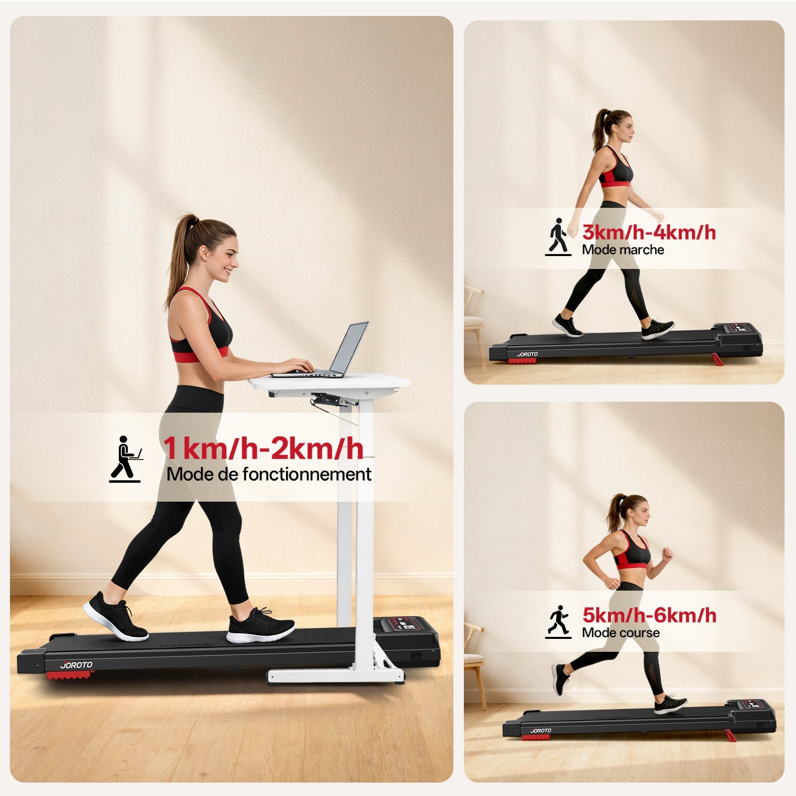 JOROTO F10 Tapis Roulant Pliable – 10 km/h, 120 kg