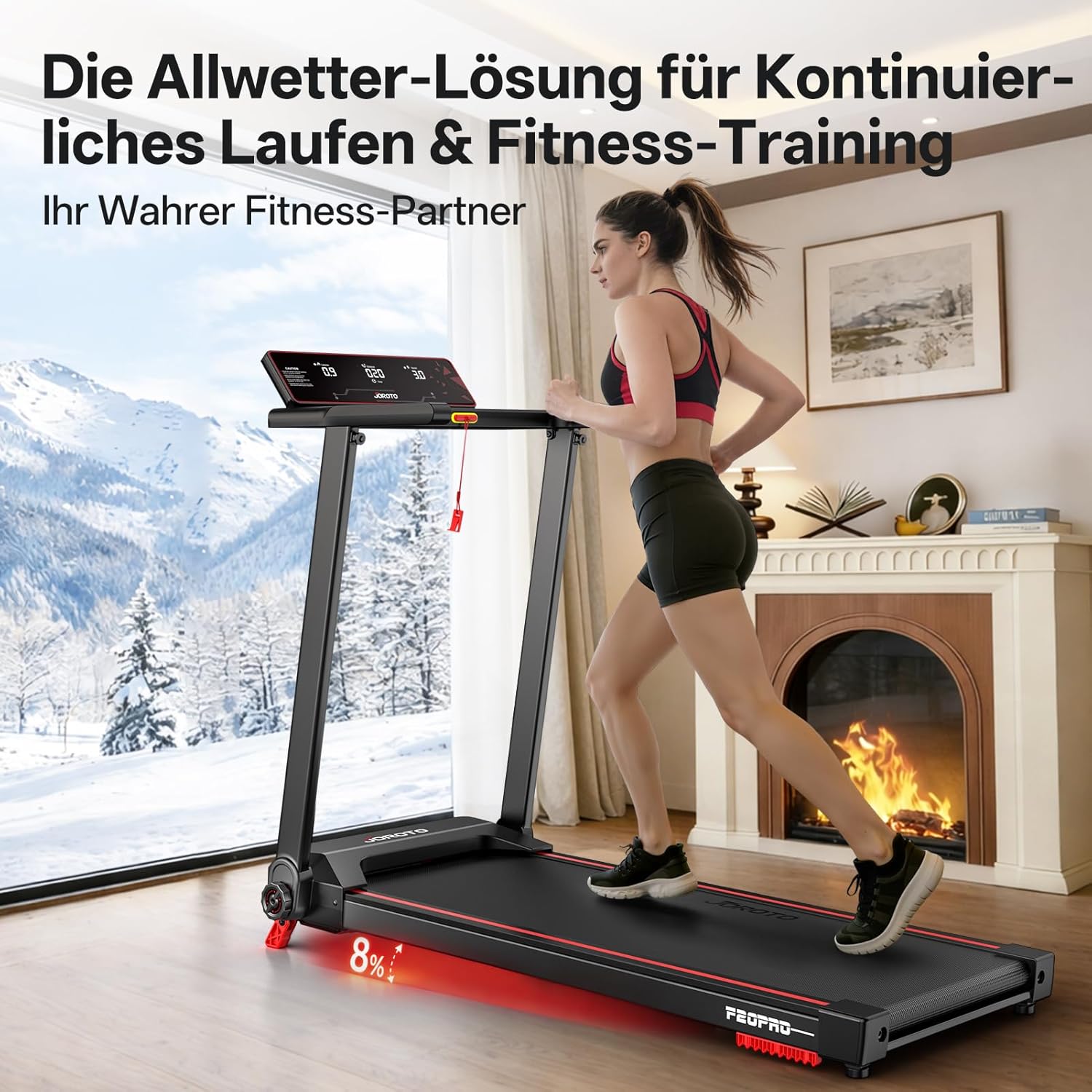 JOROTO F20PRO Tapis Roulant Pliable – 8% Incline