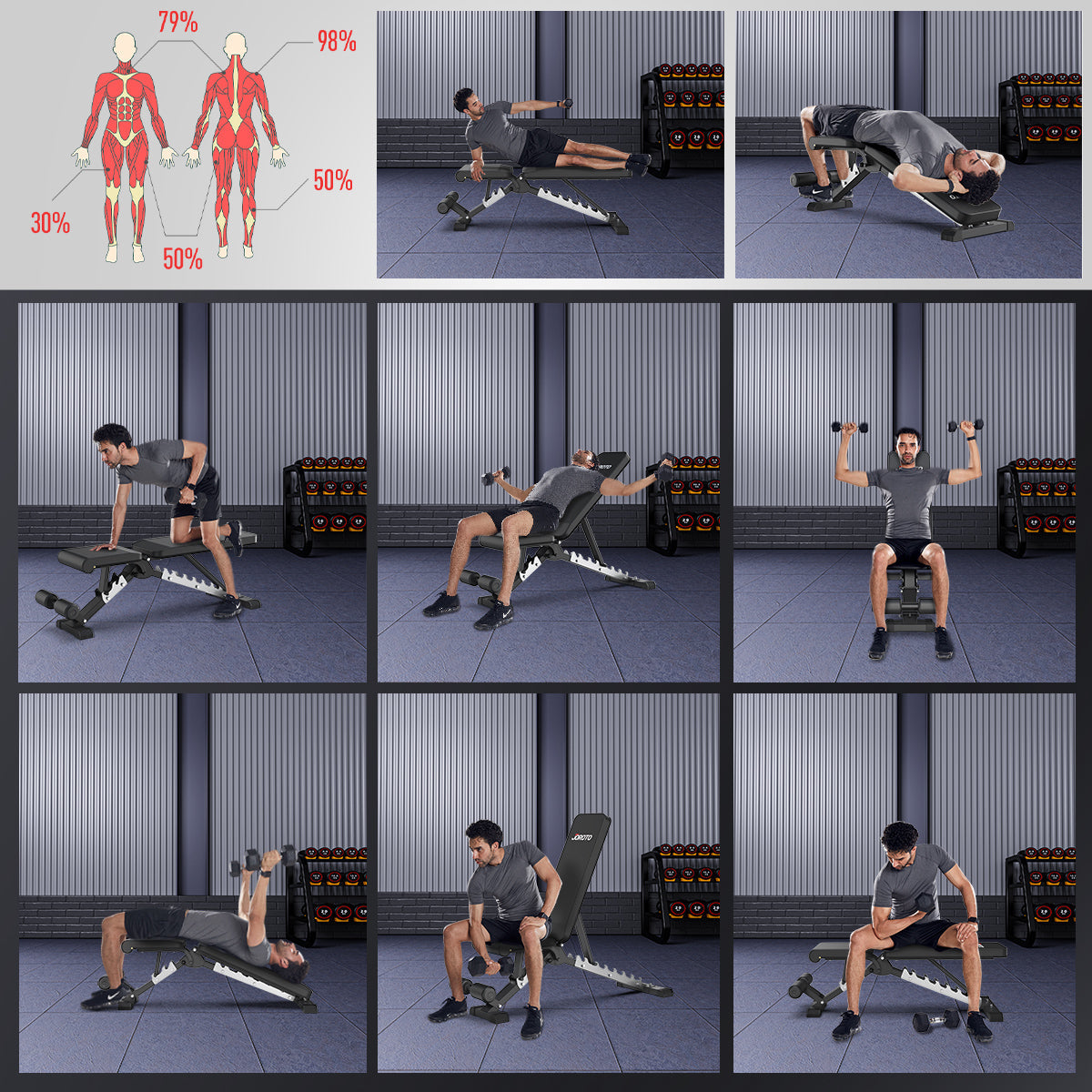 JOROTO MD60 Banc de Muscu Réglable – Pliable Rapidement