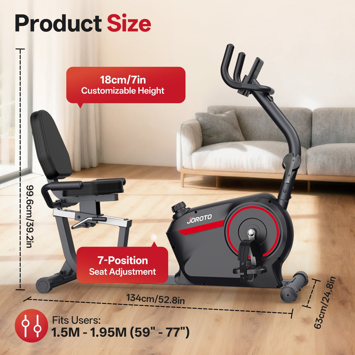JOROTO JH30PRO Vélo Semi-Allongé d'Appartement – Confort & Rééducation