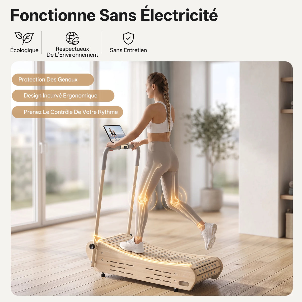 JOROTO F50 Tapis de Course en Bois | Tapis de Marche Manuel Pliable pour Marche & Jogging
