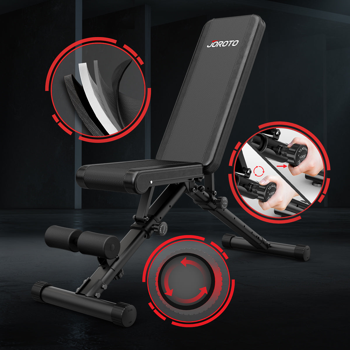 JOROTO MD35 Banc de Muscu Réglable – 8 Dossiers & Pieds