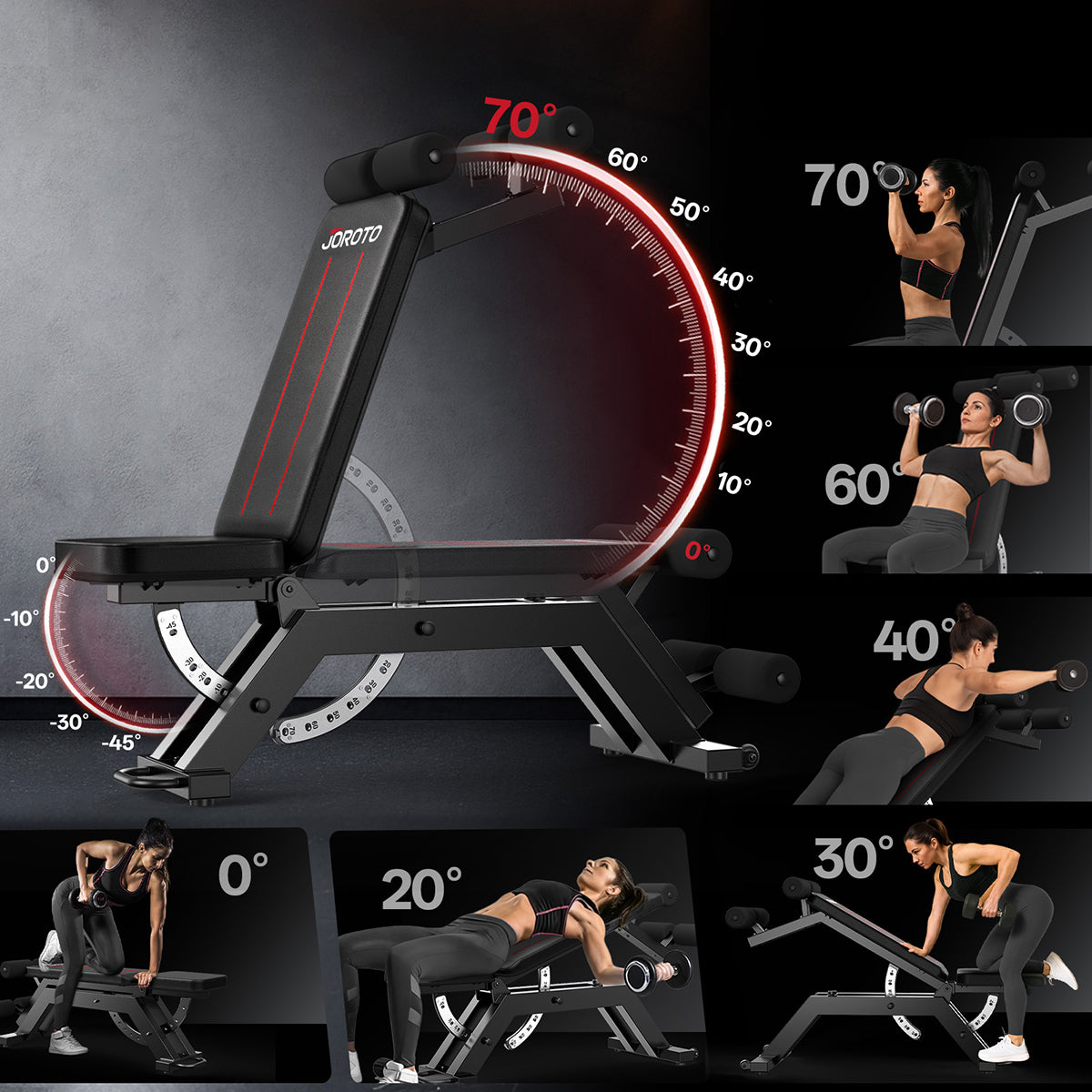 JOROTO MD70 Banc 3-en-1 – Hyperextension & Église