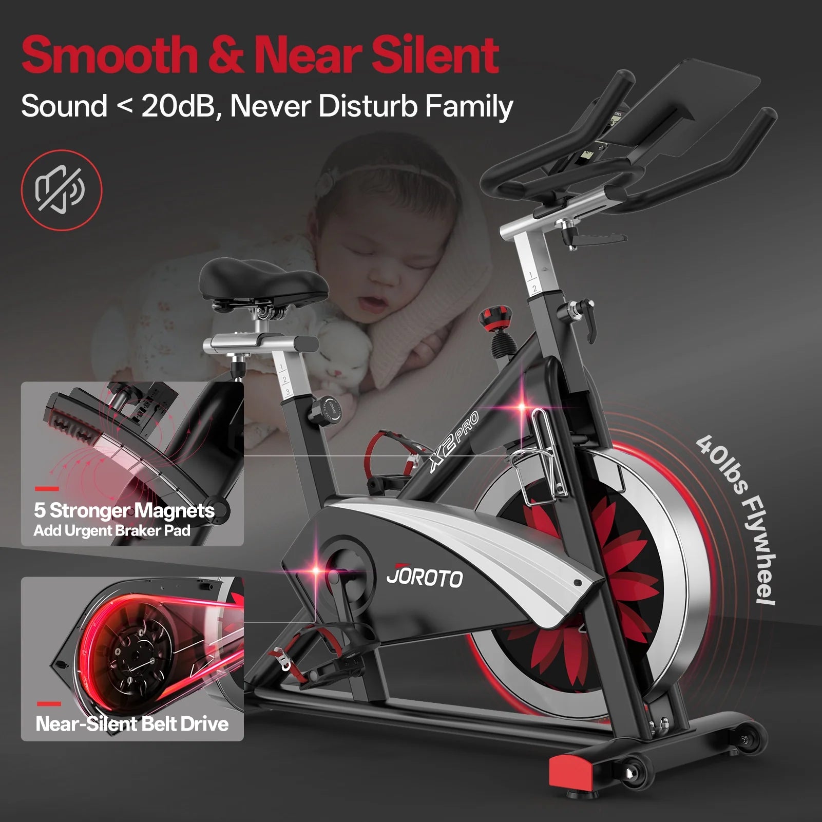 JOROTO X2PRO Vélo d’appartement Bluetooth Connecté