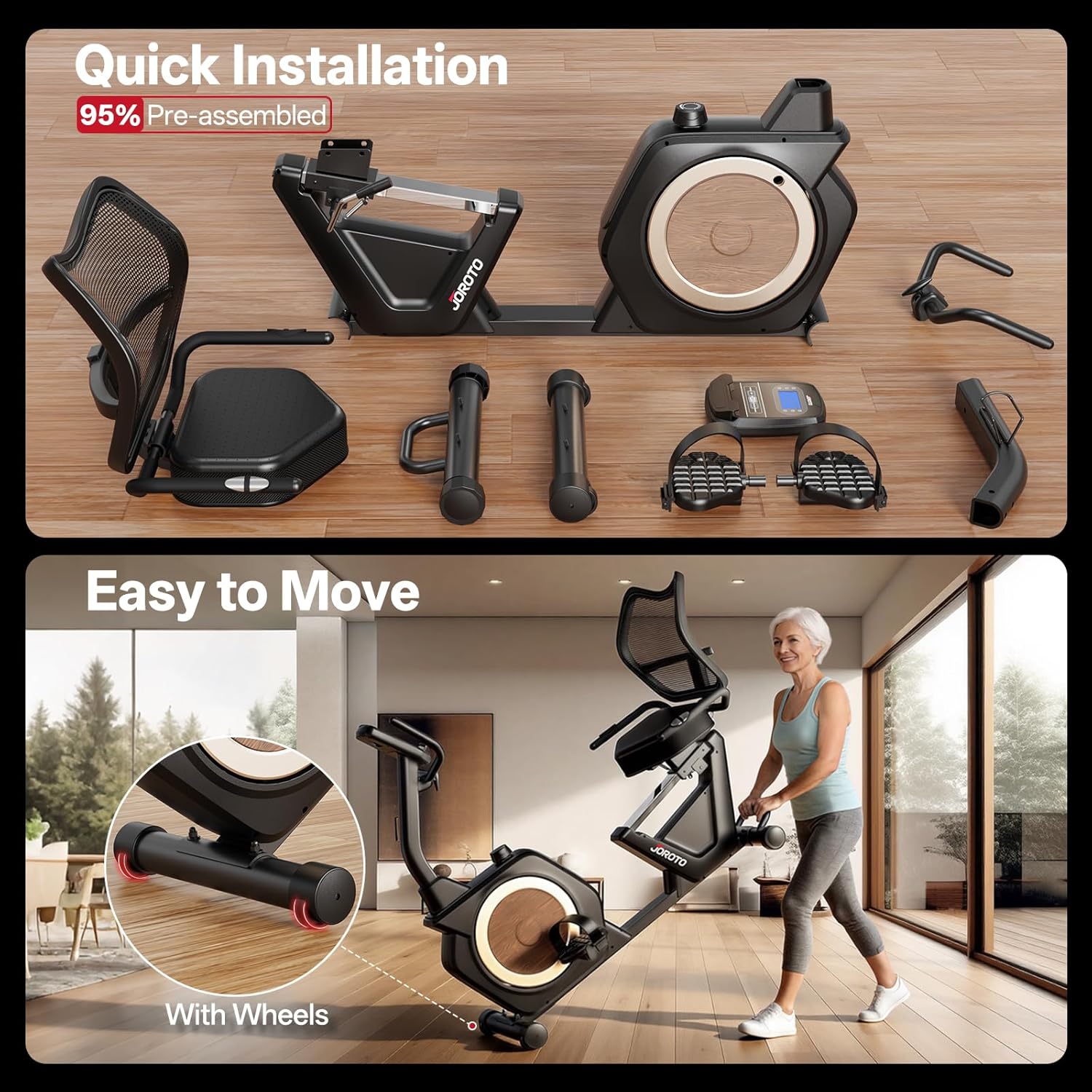 JOROTO JH50 Vélo Relax – 181 kg, <10 dB