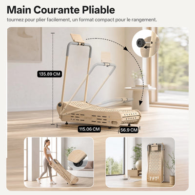 JOROTO F50 Tapis de Course en Bois | Tapis de Marche Manuel Pliable pour Marche & Jogging