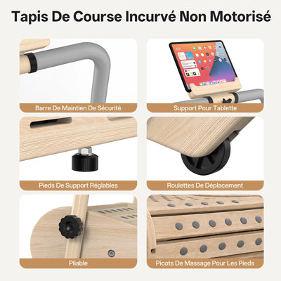 JOROTO F50 Tapis de Course en Bois | Tapis de Marche Manuel Pliable pour Marche & Jogging