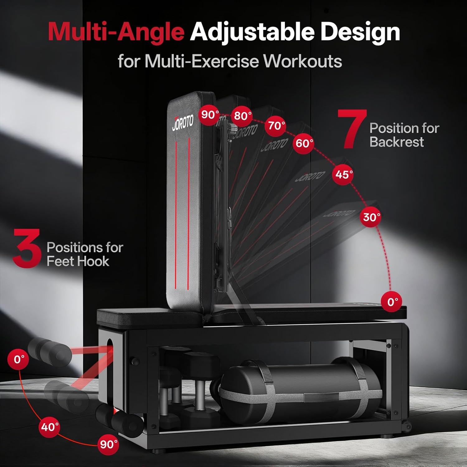 JOROTO MD85 Banc de Muscu Réglable – Rangement Intégré