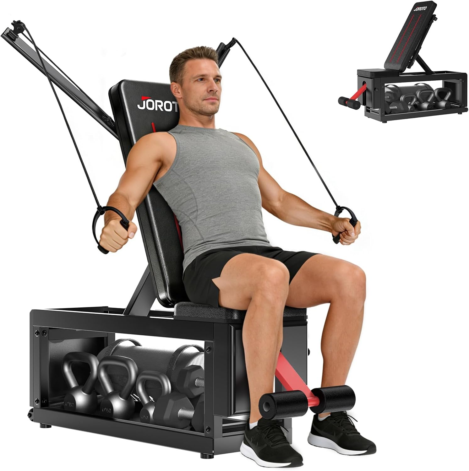 JOROTO MD85 Banc de Muscu Réglable – Rangement Intégré