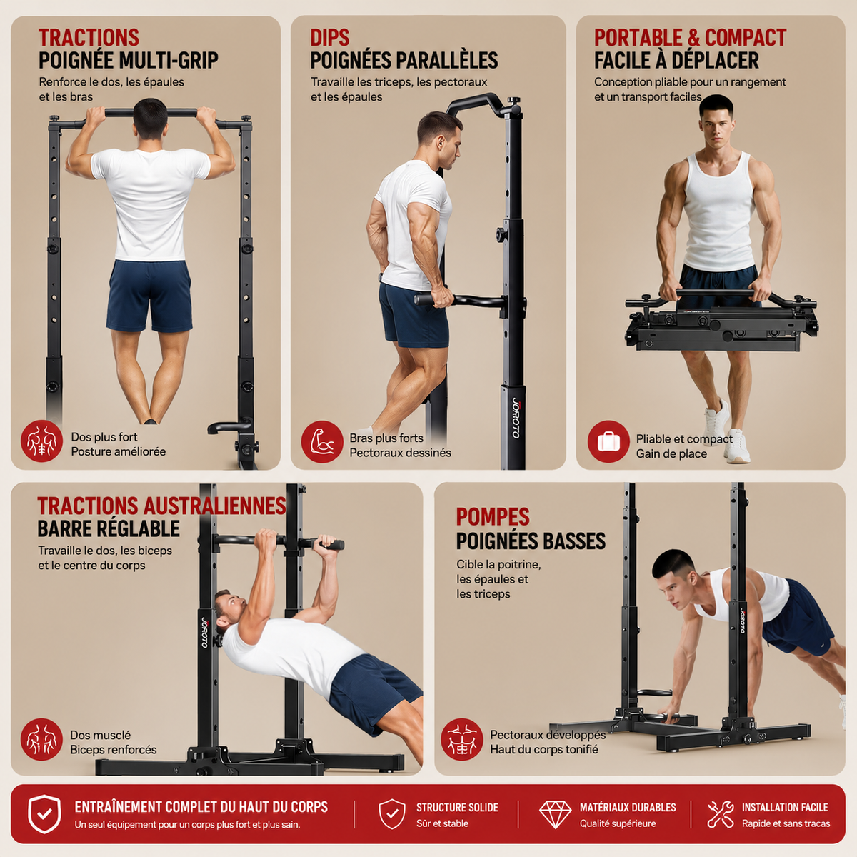 JOROTO JU30 Tour de Musculation Pliable – 204 kg
