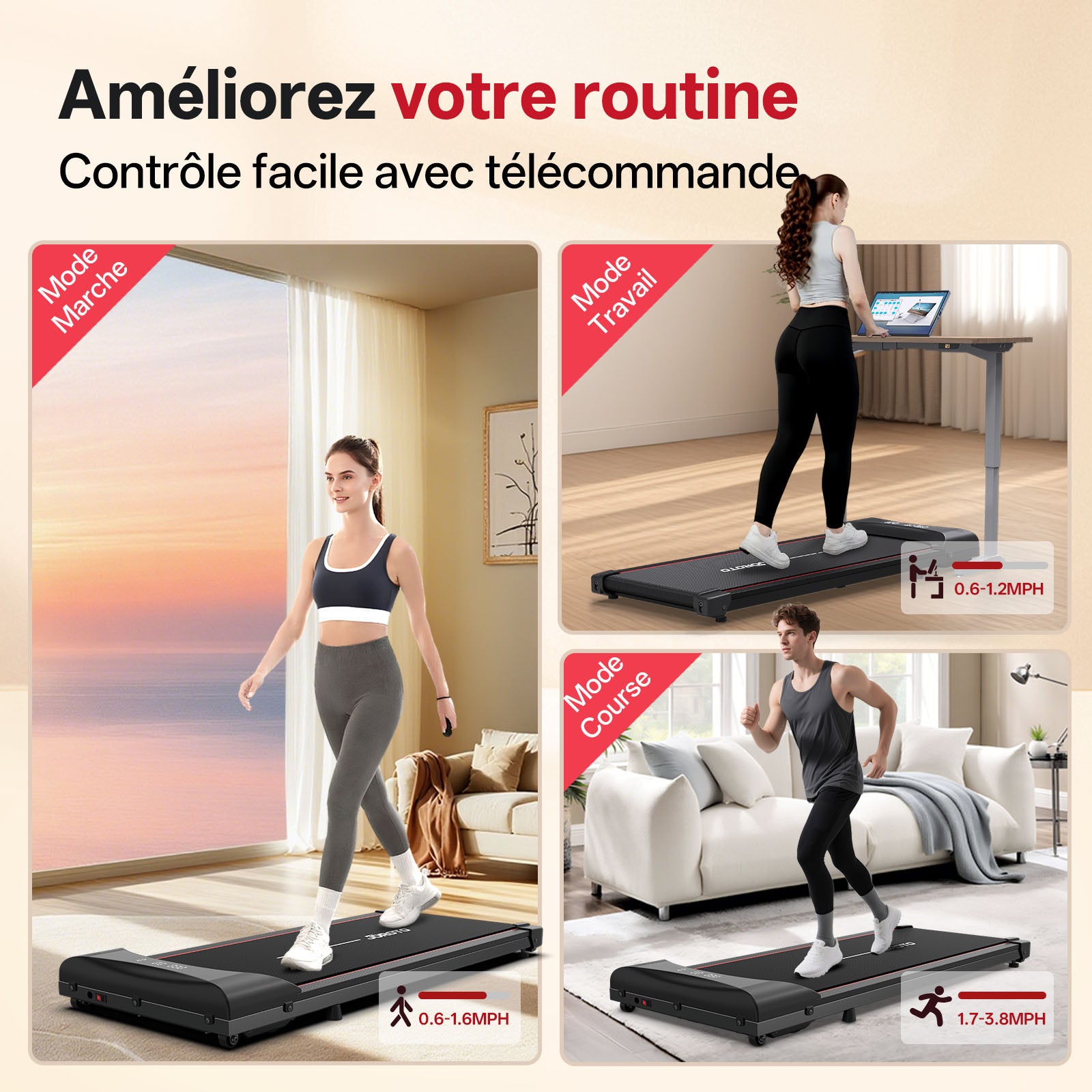 JOROTO JW20 Tapis Roulant 3-en-1 – 140 kg Silencieux