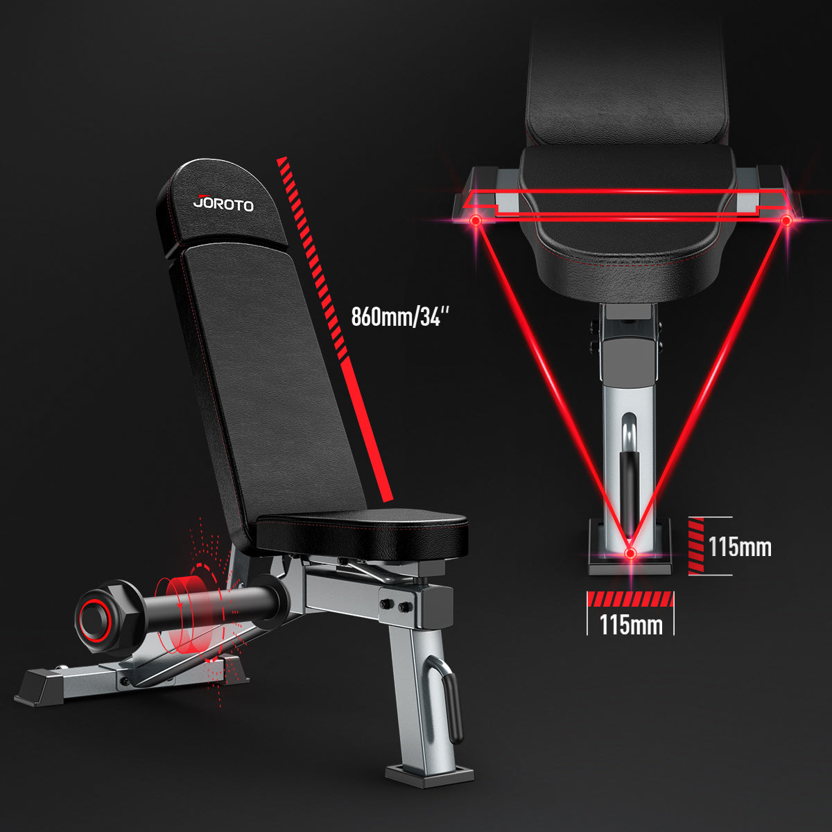 JOROTO MD80 Banc de Muscu Elite – 590 kg Sécurité