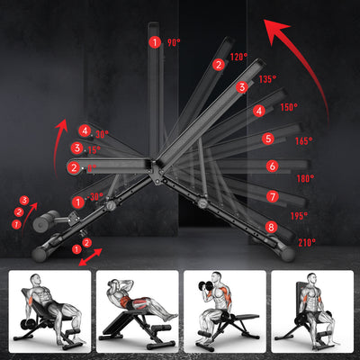 JOROTO MD35 Banc de Muscu Réglable – 8 Dossiers & Pieds