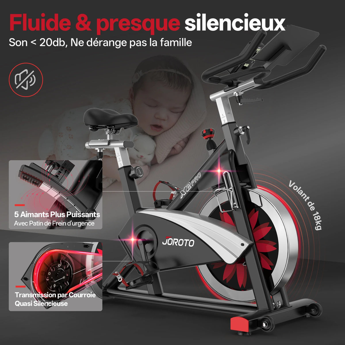 JOROTO X2PRO Vélo d’appartement Bluetooth Connecté