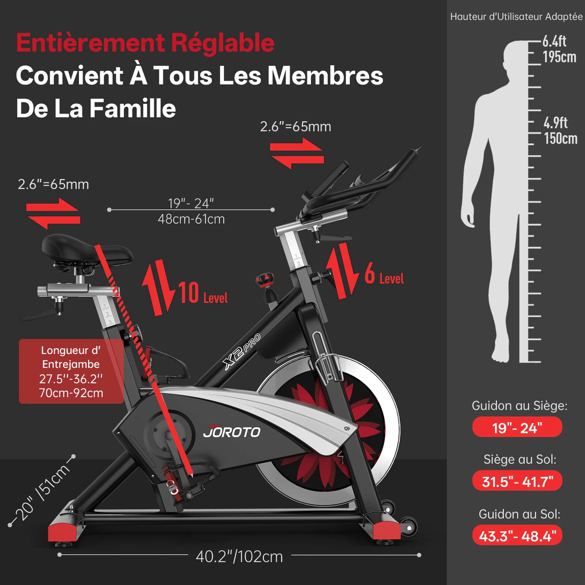 JOROTO X2PRO Vélo d’appartement Bluetooth Connecté